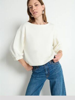 NWT Nation LTD Geri Cream Puff Sleeve Sweatshirt